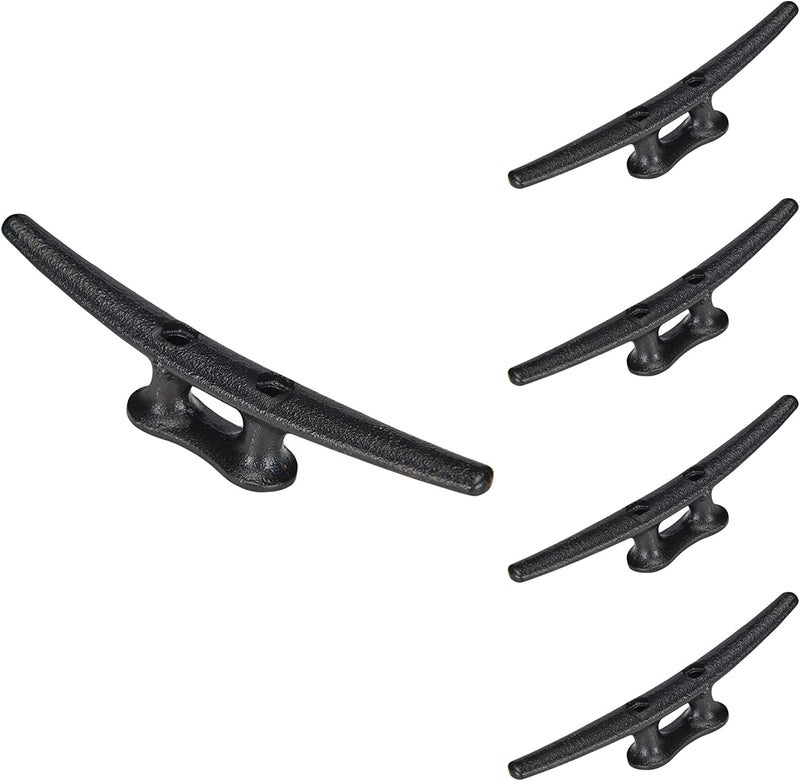 Simplified Living 8" Dock Cleat, Weatherproof Electrophoretic Coated Cast Iron Black Boat Cleat Tie Downs for Marine Pier or Decorative Nautical Maritime DÃ©cor, 4 or 8 Pack. - Image 1